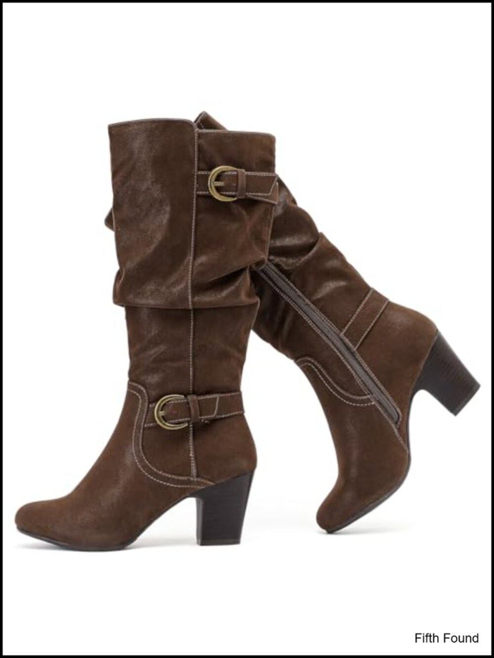 Women's Slouchy Knee High Boots Faux Leather Gold Zip Heeled